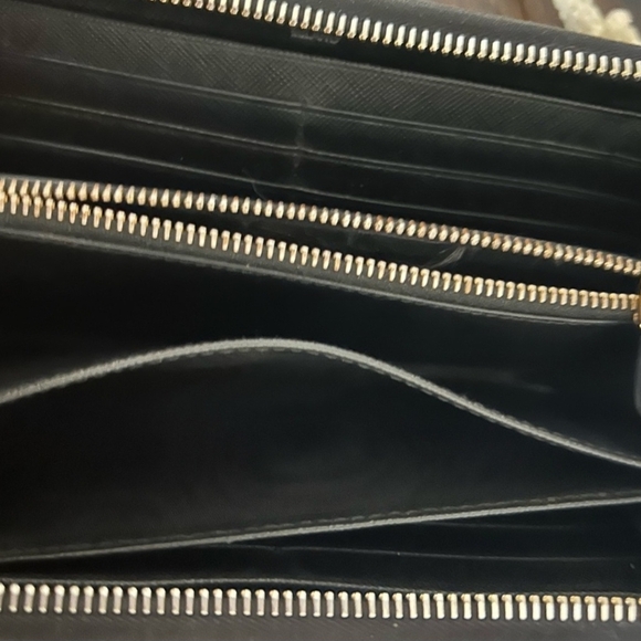 PRADA Zip Around Long Wallet Black Saffiano Leather Gold Logo Made In Italy - Picture 3 of 10